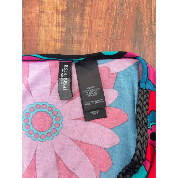 VTG Bisou Bisou Womens Floral Babydoll Stretch Top Sz XS 90s Y2K Boho Friends - Picture 4 of 9